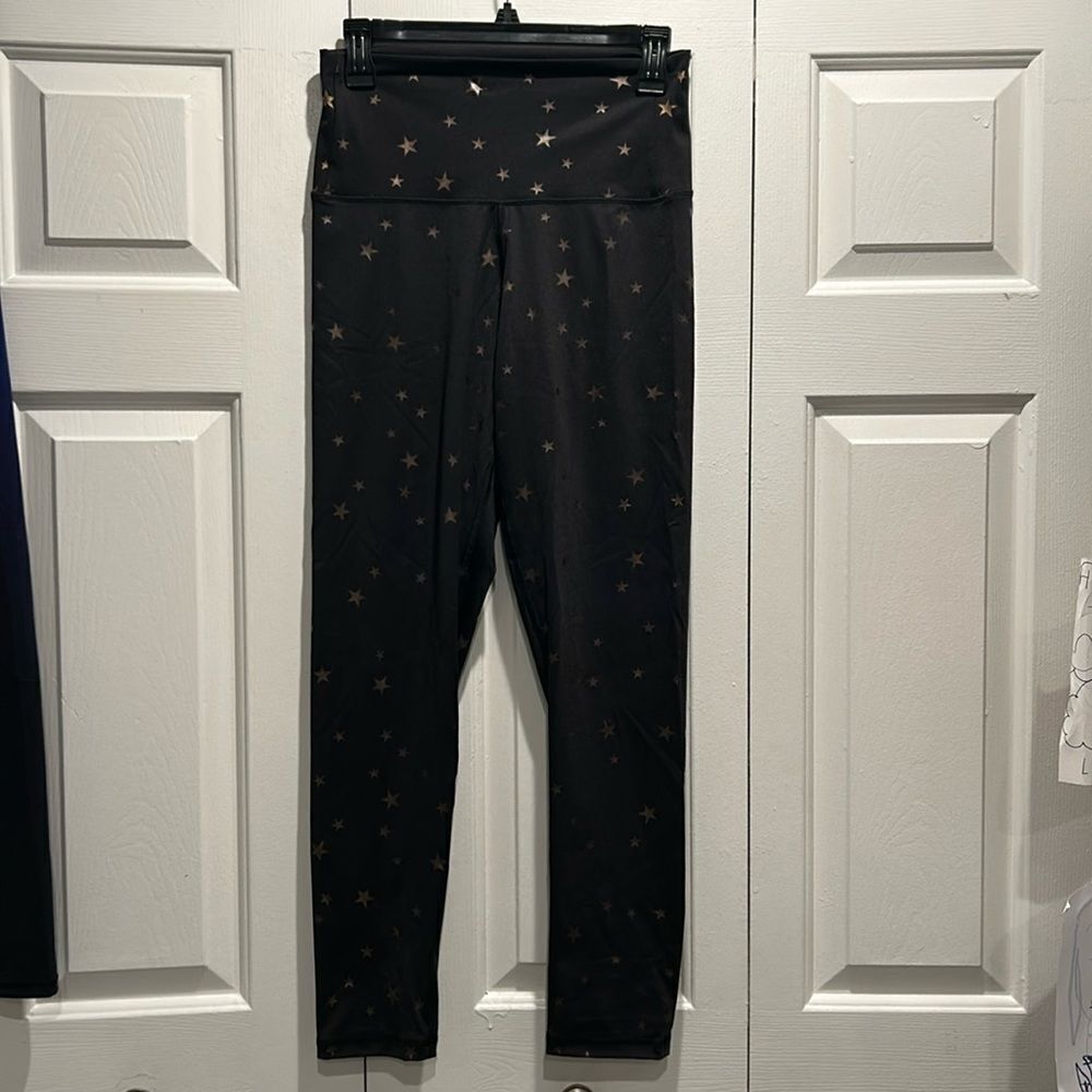 CHRLDR Black Leggings w Stars, Size Large